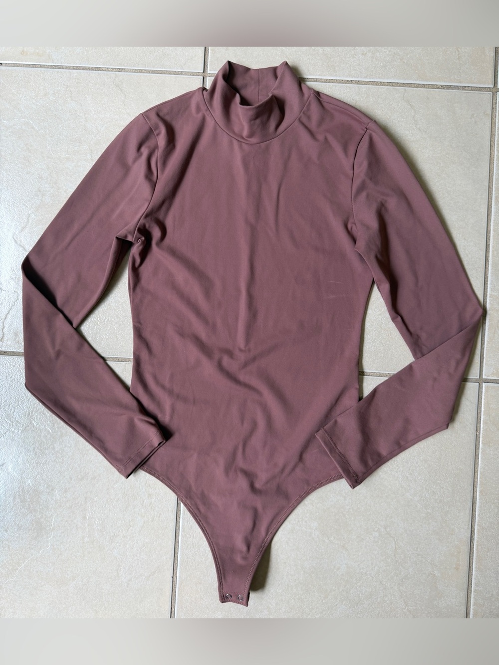 Abercrombie & Fitch Sz S Dusty Rose Seamless Long-Sleeve Mockneck Bodysuit